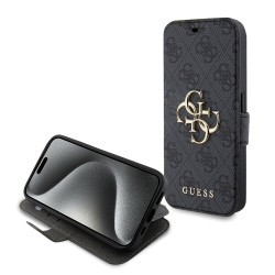 Coque portefeuille Guess 4G Big Metal Logo pour Apple iPhone 15 Pro - Gris