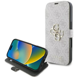 Coque portefeuille Guess 4G Big Metal Logo pour Apple iPhone 16 Pro Max - Rose