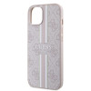Coque arrière rigide Guess 4G Printed Stripes avec MagSafe pour Apple iPhone 15 - Rose 3
