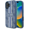Coque arrière rigide Guess 4G Printed Stripes avec MagSafe pour Apple iPhone 16 - Bleu 0
