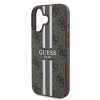 Coque arrière rigide Guess 4G Printed Stripes avec MagSafe pour Apple iPhone 16 - Marron 4