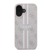 Coque arrière rigide Guess 4G Printed Stripes avec MagSafe pour Apple iPhone 16 - Rose 2