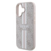 Coque arrière rigide Guess 4G Printed Stripes avec MagSafe pour Apple iPhone 16 Plus - Rose 4