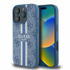 Coque arrière rigide Guess 4G Printed Stripes avec MagSafe pour Apple iPhone 16 Pro Max - Bleu 0