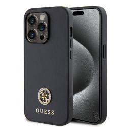 Coque arrière rigide Guess 4G Strass Metal Logo pour Apple iPhone 15 Pro - Noir