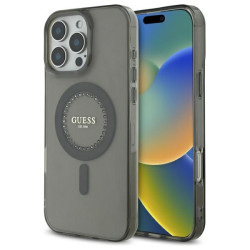 Coque arrière Guess IML Rhinestones avec MagSafe pour Apple iPhone 16 Pro - Noir