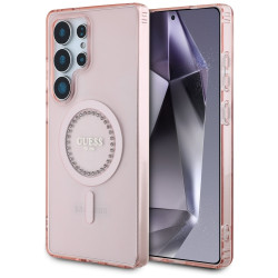 Coque arrière Guess IML Rhinestones avec MagSafe pour Samsung Galaxy S25 Ultra - Rose
