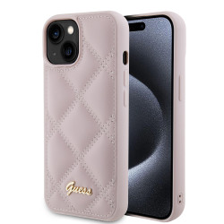 Coque arrière Guess Quilted Puffed Metal Logo pour Apple iPhone 15 - Rose