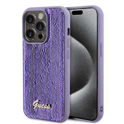 Coque arrière Guess Sequin Script Metal pour Apple iPhone 15 Pro Max - Violet