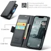 Coque portefeuille CASEME Litchi Texture pour Apple iPhone 17e/16e - Noir 6