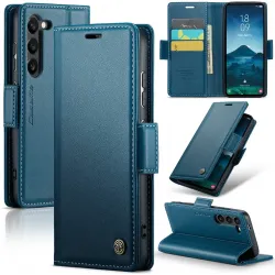 Coque portefeuille CASEME Litchi Texture pour Samsung Galaxy S25 - Bleu