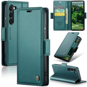 Coque portefeuille CASEME Litchi Texture pour Samsung Galaxy S25 - Vert