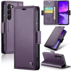 Coque portefeuille CASEME Litchi Texture pour Samsung Galaxy S25 - Violet