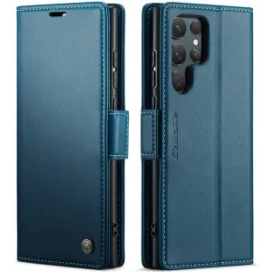 Coque portefeuille CASEME Litchi Texture pour Samsung Galaxy S25 Ultra - Bleu