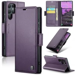 Coque portefeuille CASEME Litchi Texture pour Samsung Galaxy S25 Ultra - Violet
