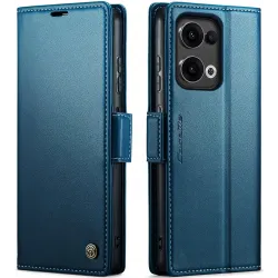 Coque portefeuille CASEME Litchi Texture pour Oppo Reno13 - Bleu