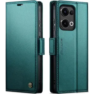 Coque portefeuille CASEME Litchi Texture pour Oppo Reno13 - Vert