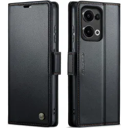 Coque portefeuille CASEME Litchi Texture pour Oppo Reno13 - Noir