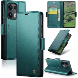 Coque portefeuille CASEME Litchi Texture pour Oppo Reno13 Pro - Vert