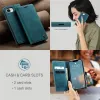 Coque portefeuille CASEME Retro Texture pour Apple iPhone 17e/16e - Bleu 9