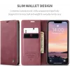Coque portefeuille CASEME Retro Texture pour Apple iPhone 17e/16e - Bordeaux 12