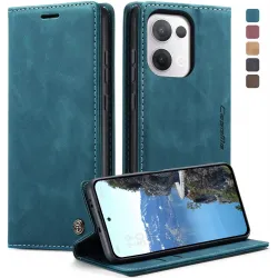 Coque portefeuille CASEME Retro Texture pour Oppo Reno13 - Bleu