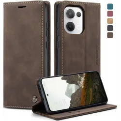 Coque portefeuille CASEME Retro Texture pour Oppo Reno13 - Marron foncé