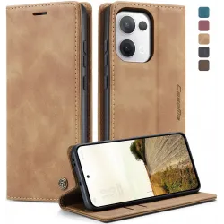 Coque portefeuille CASEME Retro Texture pour Oppo Reno13 - Marron clair