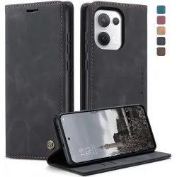 Coque portefeuille CASEME Retro Texture pour Oppo Reno13 - Noir