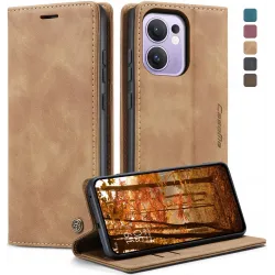 Coque portefeuille CASEME Retro Texture pour Oppo Reno13 F 4G/5G / Reno13 FS 5G - Marron clair