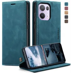 Coque portefeuille CASEME Retro Texture pour Oppo Reno13 Pro - Bleu