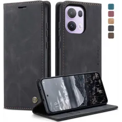 Coque portefeuille CASEME Retro Texture pour Oppo Reno13 Pro - Noir