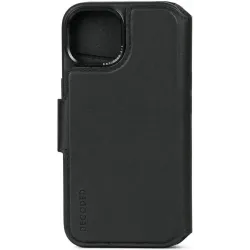Coque portefeuille détachable Decoded en cuir véritable 2-en-1 pour Apple iPhone 15 - Noir