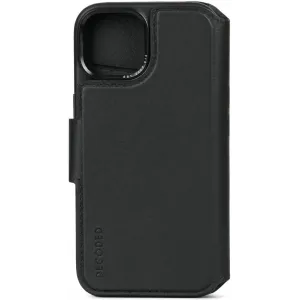 Coque portefeuille détachable Decoded en cuir véritable 2-en-1 pour Apple iPhone 15 - Noir