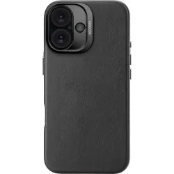 Coque arrière Decoded en cuir véritable pour Apple iPhone 16 - Noir