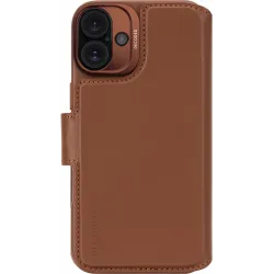 Coque portefeuille détachable Decoded en cuir véritable 2-en-1 pour Apple iPhone 16 - Tan