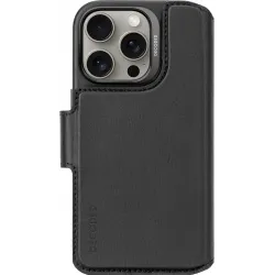 Coque portefeuille détachable Decoded en cuir véritable 2-en-1 pour Apple iPhone 16 Pro - Noir