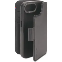 Coque portefeuille détachable Decoded en cuir véritable 2-en-1 pour Apple iPhone 17e/16e - Noir