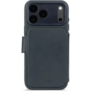 Coque portefeuille détachable Decoded en cuir véritable 2-en-1 pour Apple iPhone 17 Pro - Navy Shadow
