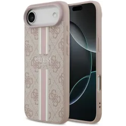 Coque arrière rigide Guess 4G Printed Stripes avec MagSafe pour Apple iPhone Air - Rose