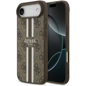 Coque arrière rigide Guess 4G Printed Stripes avec MagSafe pour Apple iPhone Air - Marron