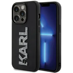 Coque arrière Karl Lagerfeld 3D Rubber Glitter Logo pour Apple iPhone 15 Pro - Noir
