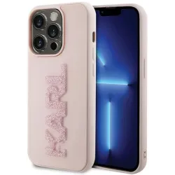 Coque arrière Karl Lagerfeld 3D Rubber Glitter Logo pour Apple iPhone 15 Pro - Rose