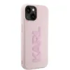 Coque arrière Karl Lagerfeld 3D Rubber Glitter Logo pour Apple iPhone 15 - Rose 3