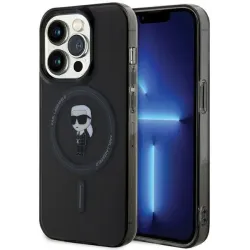 Coque arrière Karl Lagerfeld IML Ikonik avec MagSafe pour Apple iPhone 15 Pro Max - Noir
