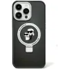 Coque arrière rigide Karl Lagerfeld Ring Stand Karl & Choupette avec MagSafe pour Apple iPhone 15 Plus/14 Plus - Noir