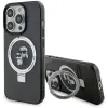 Coque arrière rigide Karl Lagerfeld Ring Stand Karl & Choupette avec MagSafe pour Apple iPhone 15 Pro Max - Noir