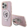 Coque arrière rigide Karl Lagerfeld Ring Stand Karl & Choupette avec MagSafe pour Apple iPhone 15 Pro Max - Rose 2