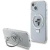 Coque arrière rigide Karl Lagerfeld Ring Stand Karl & Choupette avec MagSafe pour Apple iPhone 14 - Blanc