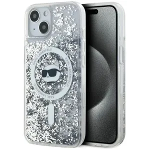 Coque arrière Karl Lagerfeld Liquid Glitter Choupette Head avec MagSafe pour Apple iPhone 14 - Transparent